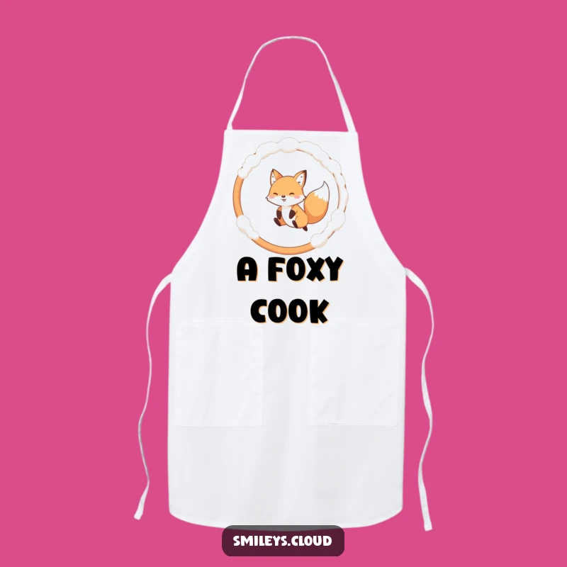 Funny Fox Apron: Playful Fox Jumps Cloud Hoop, Kitchen Funny Gift