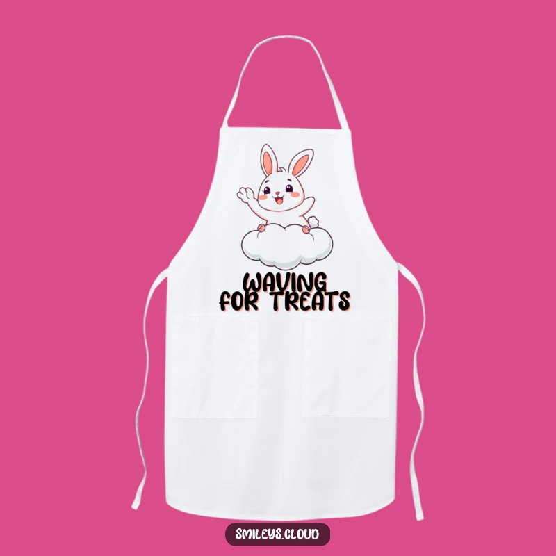 Funny Bunny Apron: Happy Cloud Waving - Cheerful Kitchen Fun Gift!