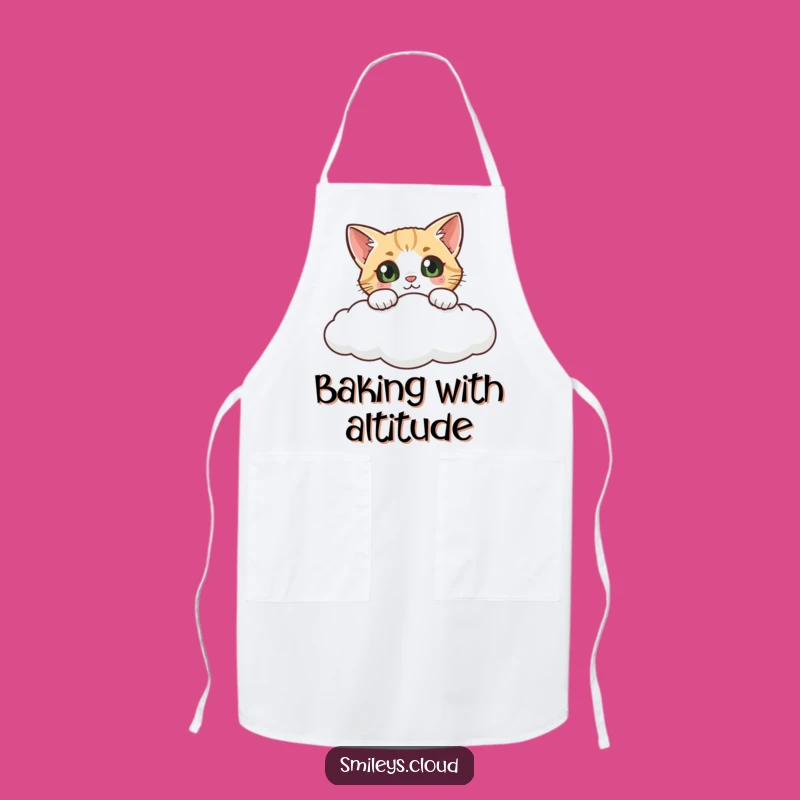 Funny Curious Cat Cloud Apron: Cook Up Fun with Whimsical Kitchen Style