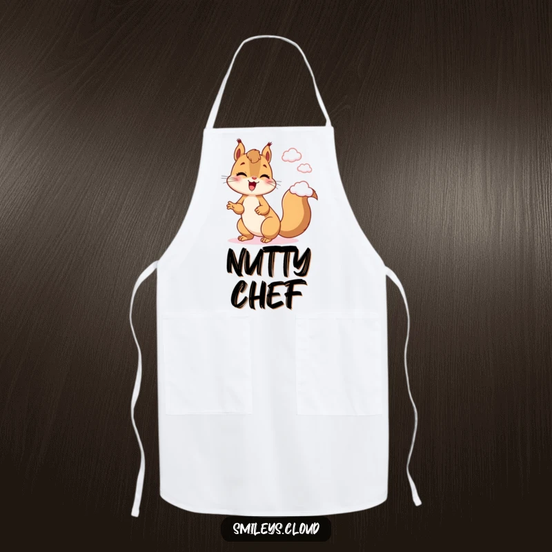 Funny Squirrel Apron: A giggling squirrel juggles clouds, adding a playful and humorous touch to your kitchen attire.