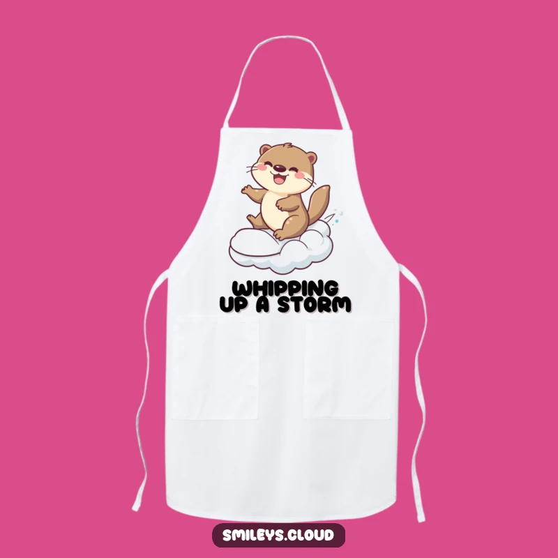 Funny Otter Cloud Surfer Apron: Cook with Playful Energy