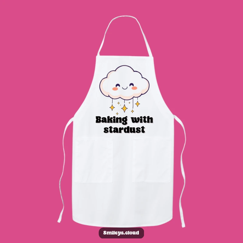 Funny Smiling Cloud Apron: Cook with Celestial Sparkle