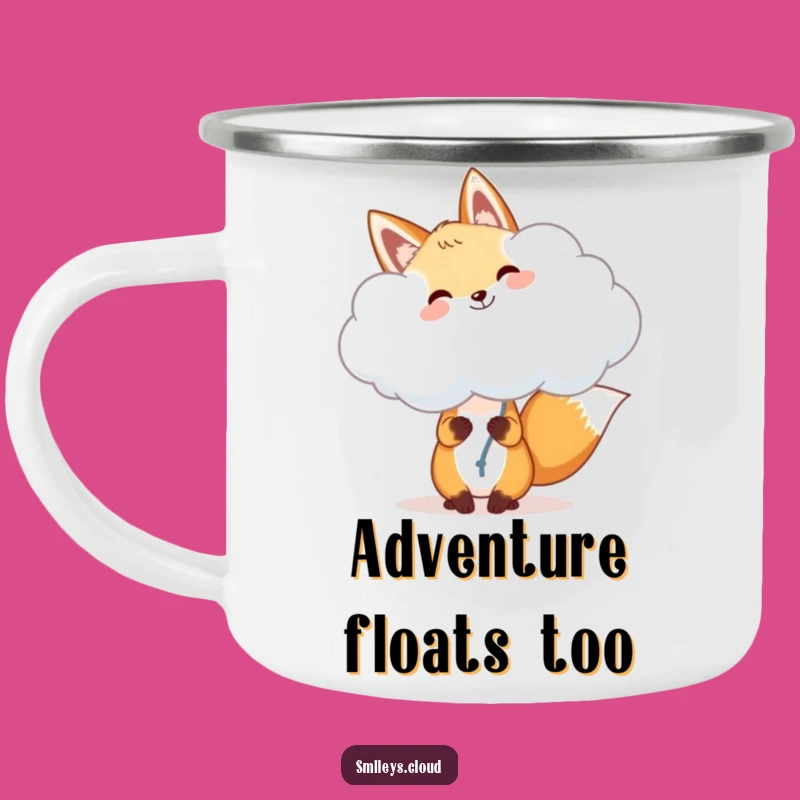 Funny Fox Cloud Balloon Camping Mug: Adventure Companion with Whimsical Cheer