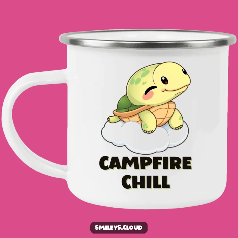 Funny Winking Turtle Cloud Camping Mug: Relaxed Adventure Gift