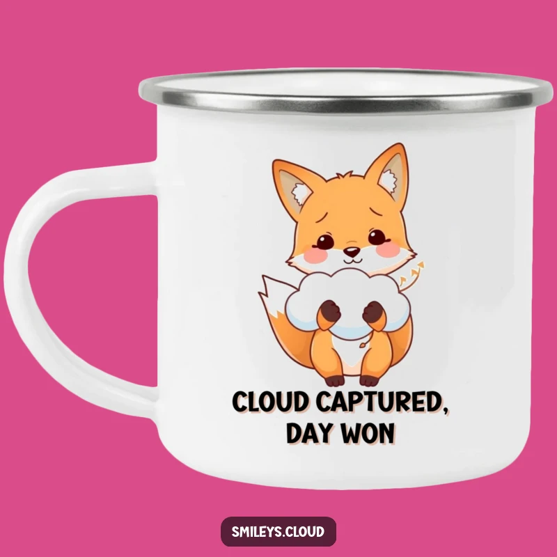 Funny Fox Cloud Balloon Camping Mug - Adventure & Whimsy Gift