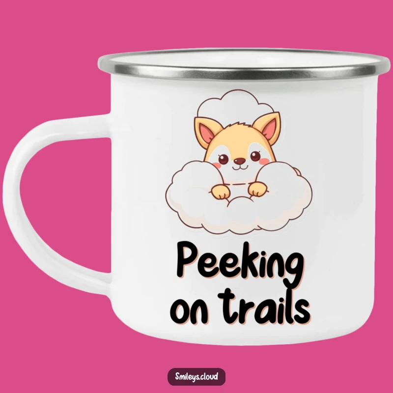 Funny Curious Animal Camping Mug: Peek-a-Boo Cloud for Adventurous Sips