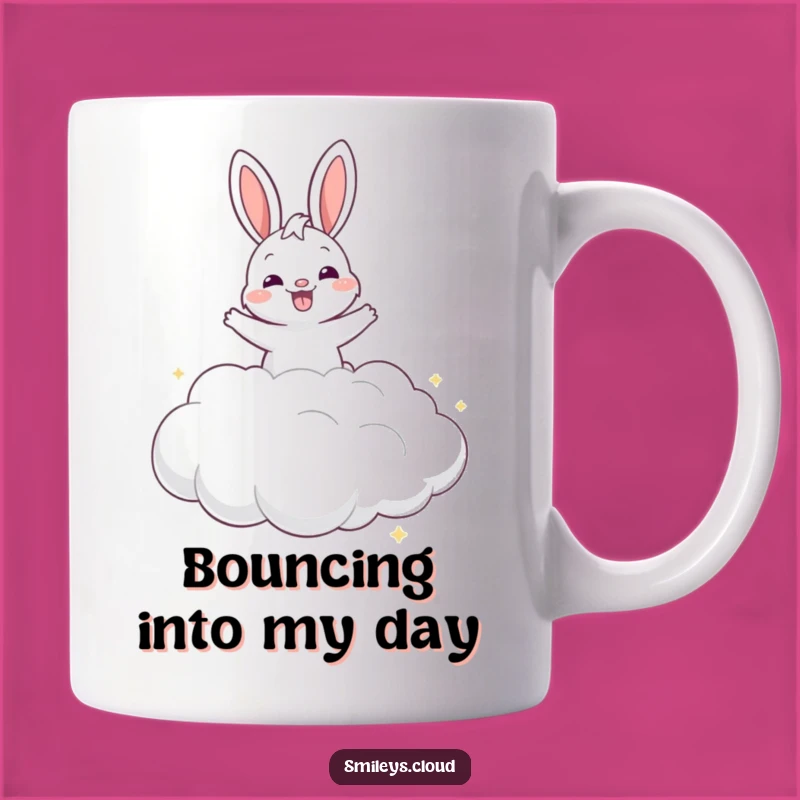 Funny Grinning Bunny Cloud Mug - Joyful Bounce Humor Gift