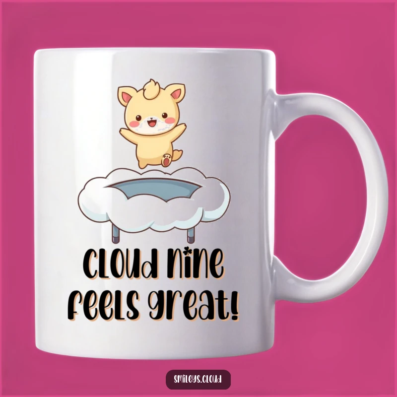 Funny Cloud Bouncer Animal Mug: Joyful Pet Trampoline Fun, Perfect Comedic Gift