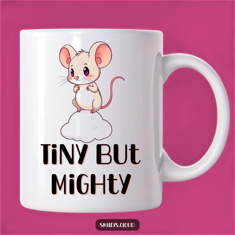 Start your day with inspiration from this funny mug featuring a brave mouse balancing determinedly on a tiny cloud. It's a perfect funny gift for anyone facing challenges.