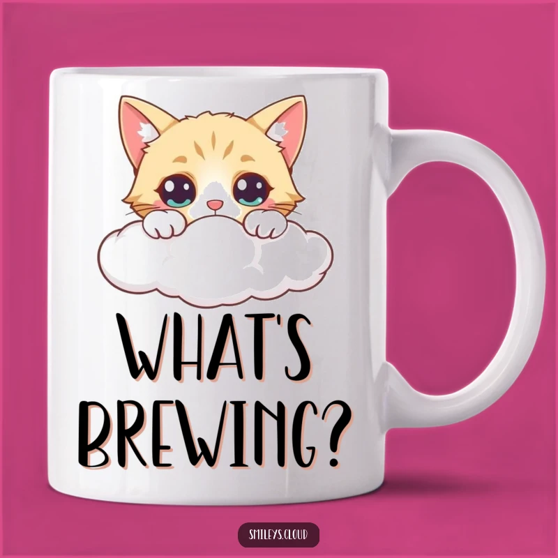Funny Curious Cat Cloud Mug - Wide-Eyed Wonder Gift for Cat Lovers