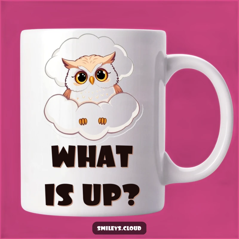 Funny Curious Owl Cloud Mug - Whimsical Wonder for Your Morning Brew!