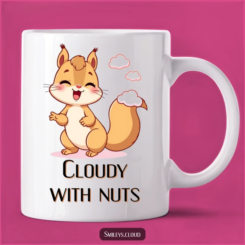 Funny Giggling Squirrel Juggling Clouds Mug: A Silly Gift for Cloud Lovers