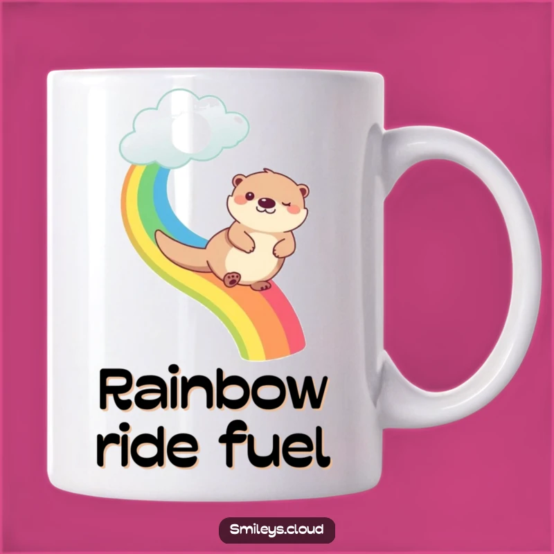 Funny Happy Otter Rainbow Cloud Mug - Joyful Gift for Otter Lovers