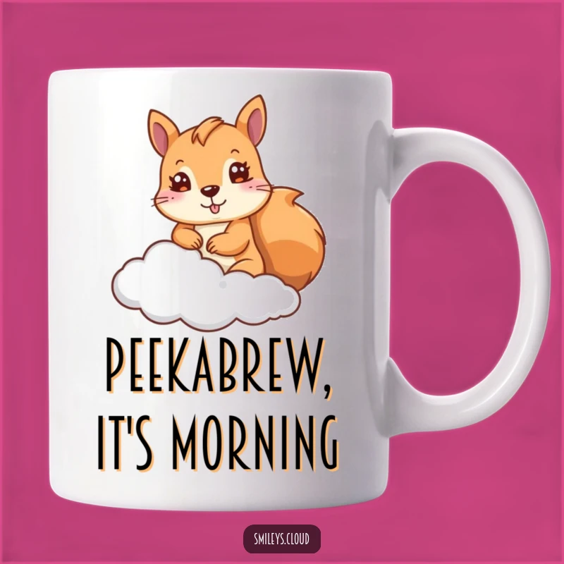 Funny Squirrel Cloud Mug: Adorable Peek-a-Boo Humor, Perfect Cute Animal Gift!