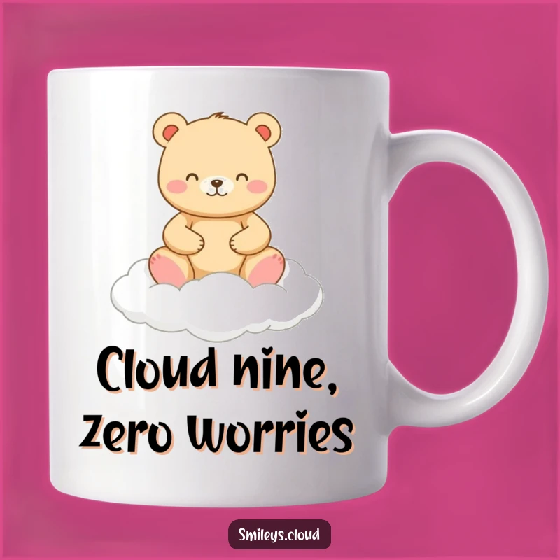 Funny Zen Bear Meditation Mug: A Happy Bear on a Cloud, Perfect Funny Gift