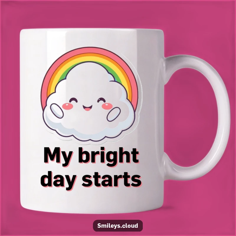Funny Proud Cloud Rainbow Mug: Beaming Joyful Gift for Optimists