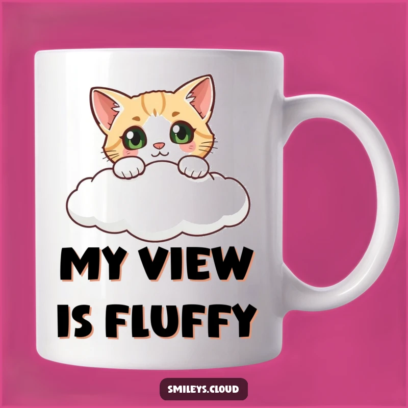 Funny Curious Cat Cloud Mug: A Whimsical Peek into Mystery, Perfect Gift