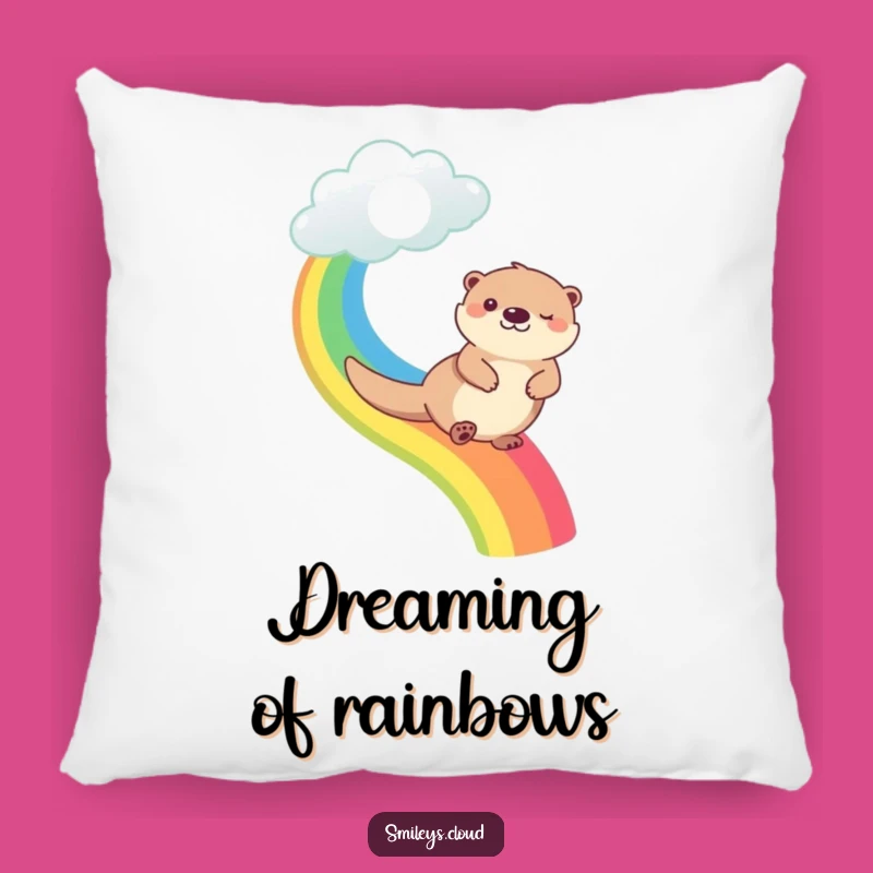 Funny Happy Otter Rainbow Cloud Pillow - Comfy & Cheerful Decor