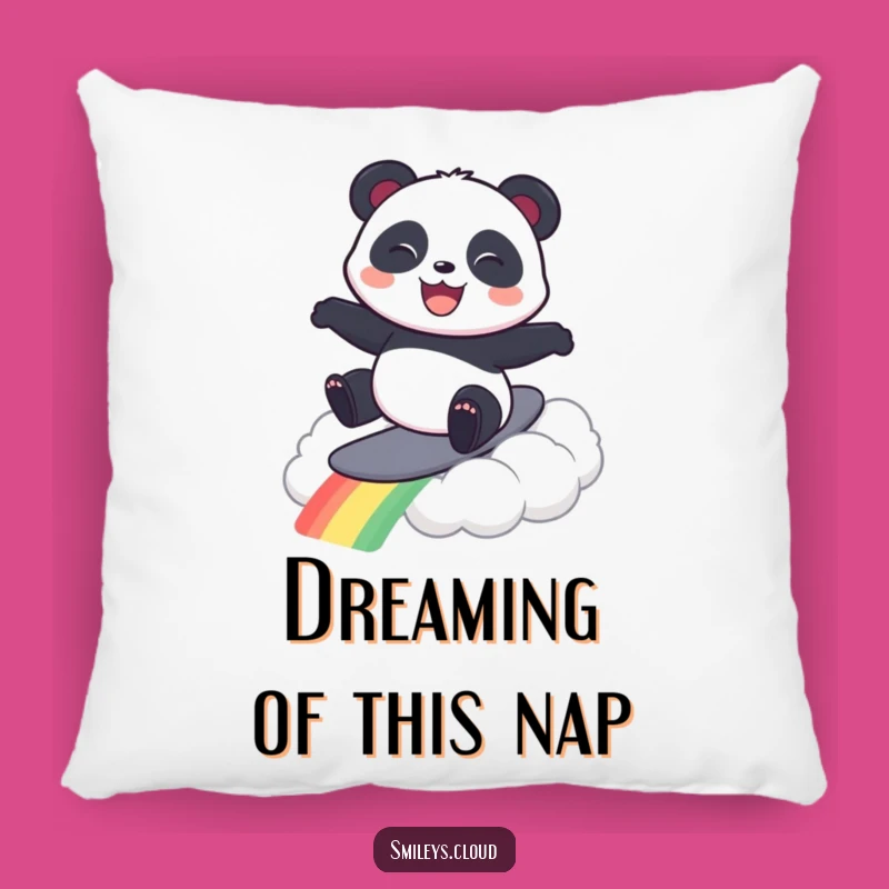 Funny Panda Surfing Rainbow Cloud Pillow - Comfy & Hilarious Gift