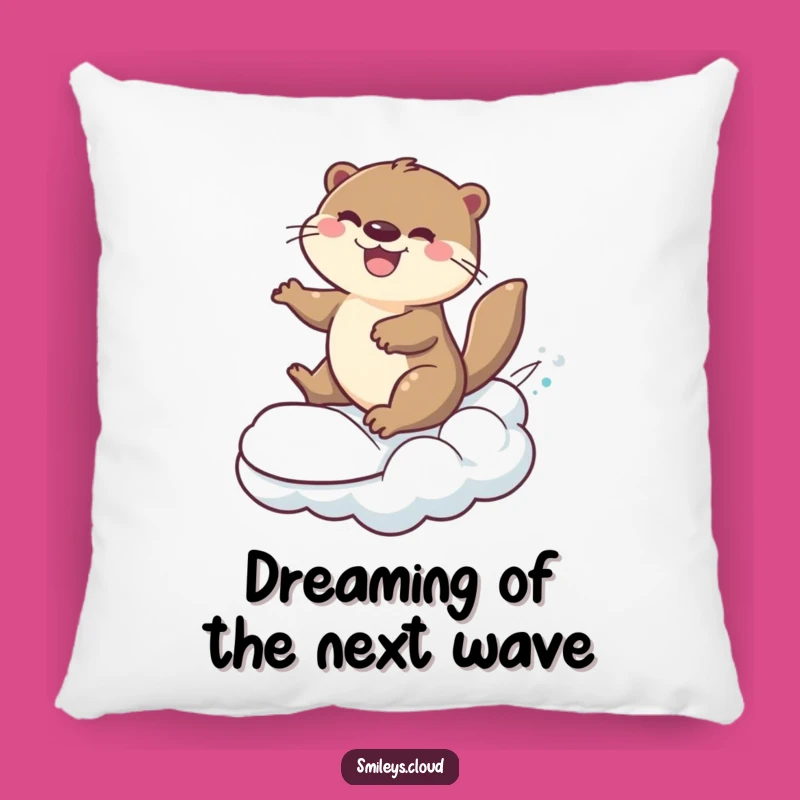 Funny Otter Cloud Surfer Pillow: Cozy Fun for Your Couch