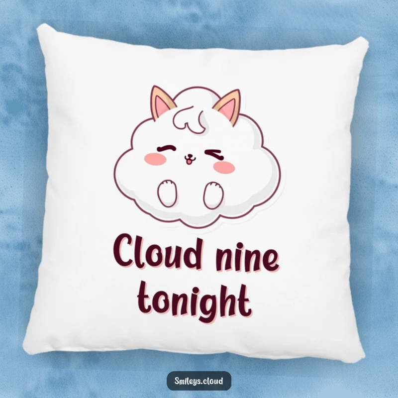 Funny pillow with a soft cloud animal design, playfully winking to add a charming and humorous accent to any seating area.