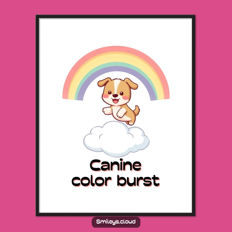 Funny Dog Rainbow Cloud Digital Art: Instant Energy for Your Walls