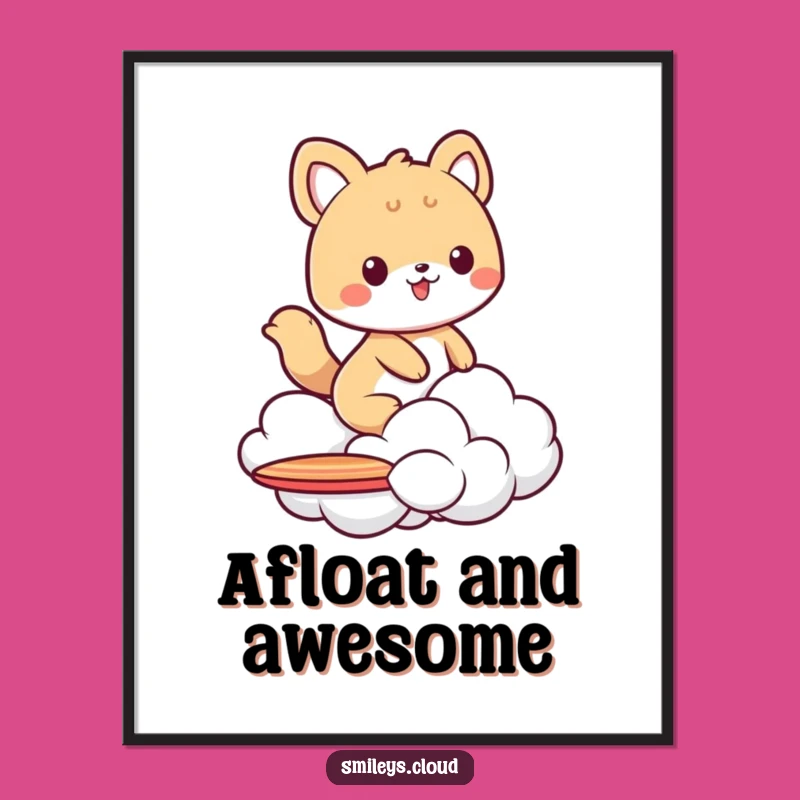 Funny Animal Cloud Surfer Digital Art - Instant Adventure Funny Gift