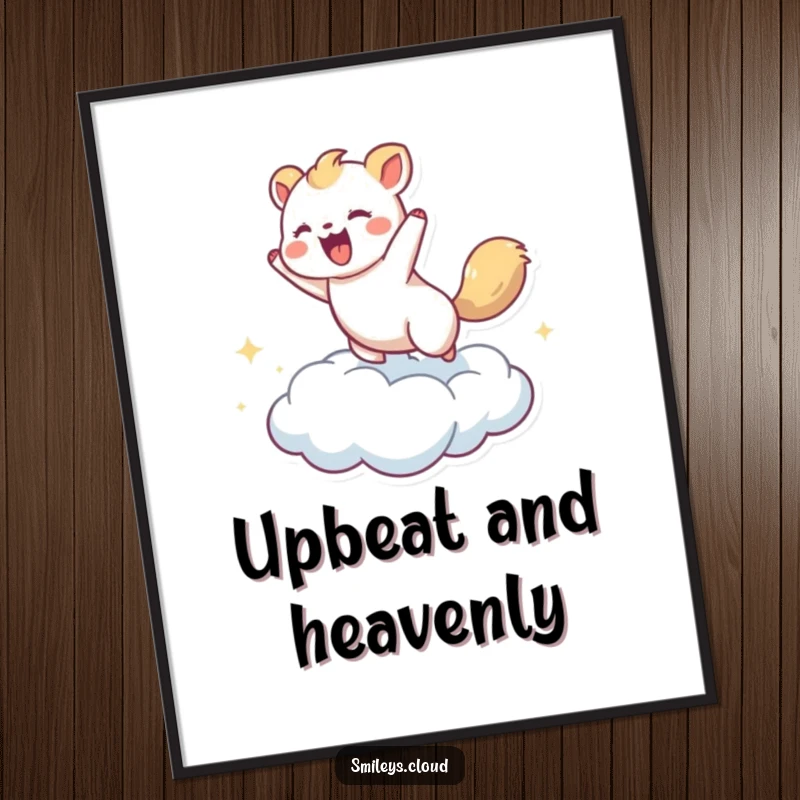 Funny digital art of a lively animal joyfully bouncing on a cloud, perfect for adding a playful and uplifting touch.
