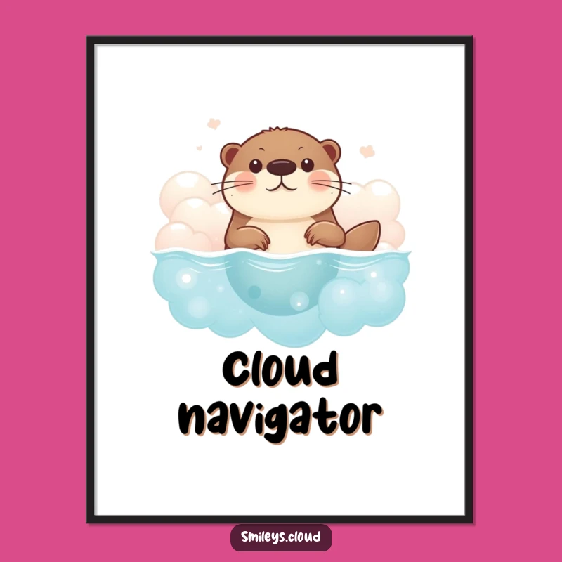 Bring adventure home with this funny digital art print of a brave otter swimming through clouds. Instant download for immediate inspiration.