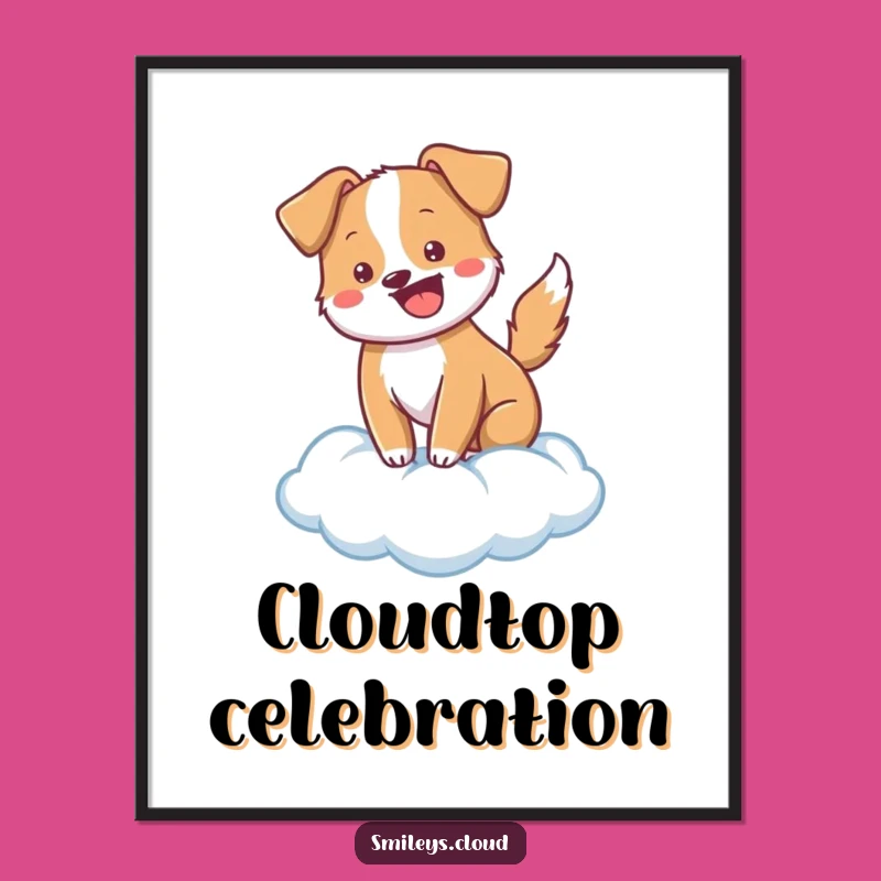 Funny Cheerful Dog Cloud Digital Art - Instant Happy Wall Decor
