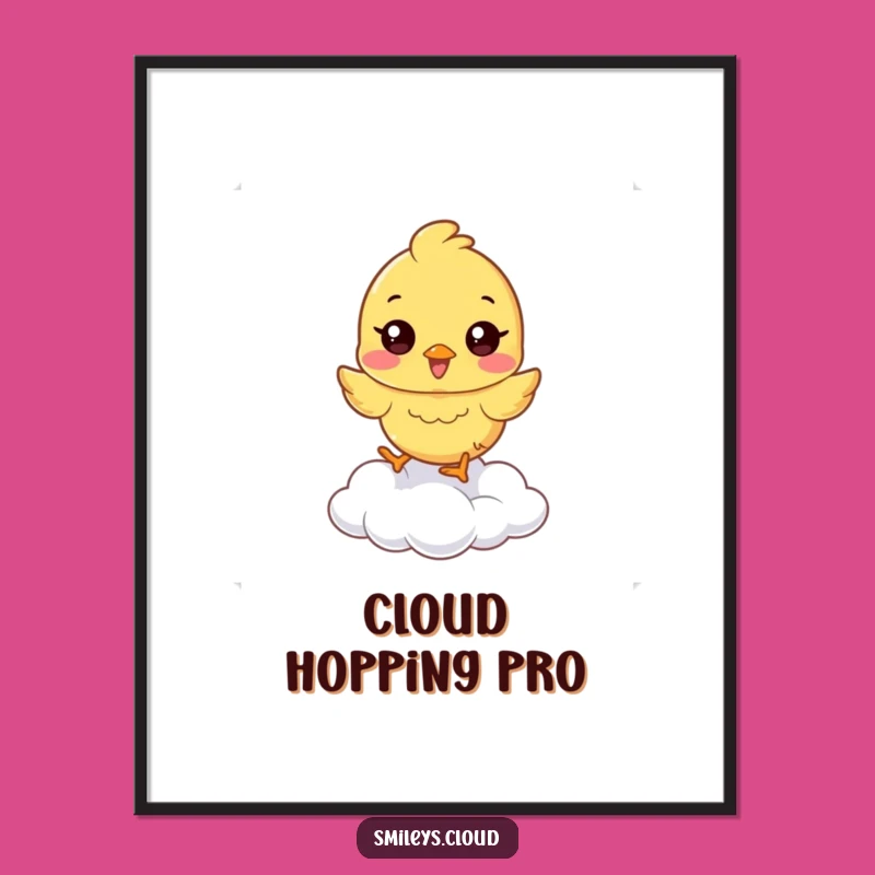 Funny Chick Cloud Hop Digital Art: Happy Jumps' Hilarious Funny Gift