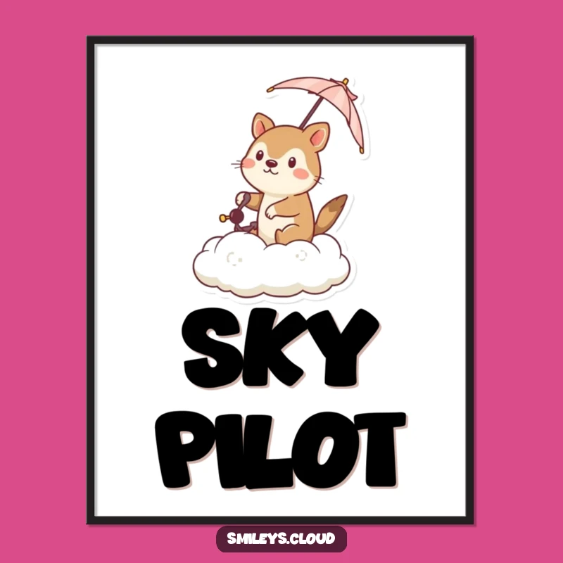 Funny Cloud Navigator Animal Digital Art: Inspire Action with This Whimsical Piece