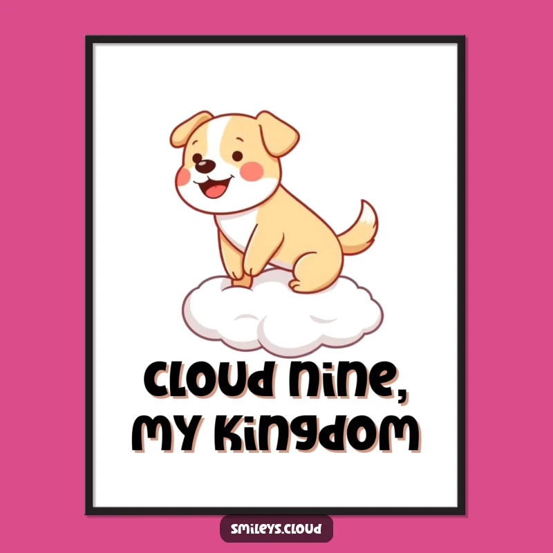 Funny Dog Cloud Balance Digital Art: Instant Joy for Your Walls