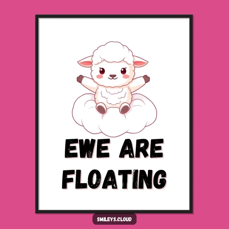 Funny Fluffy Sheep Cloud Digital Art - Dreamy Whimsical Wall Decor