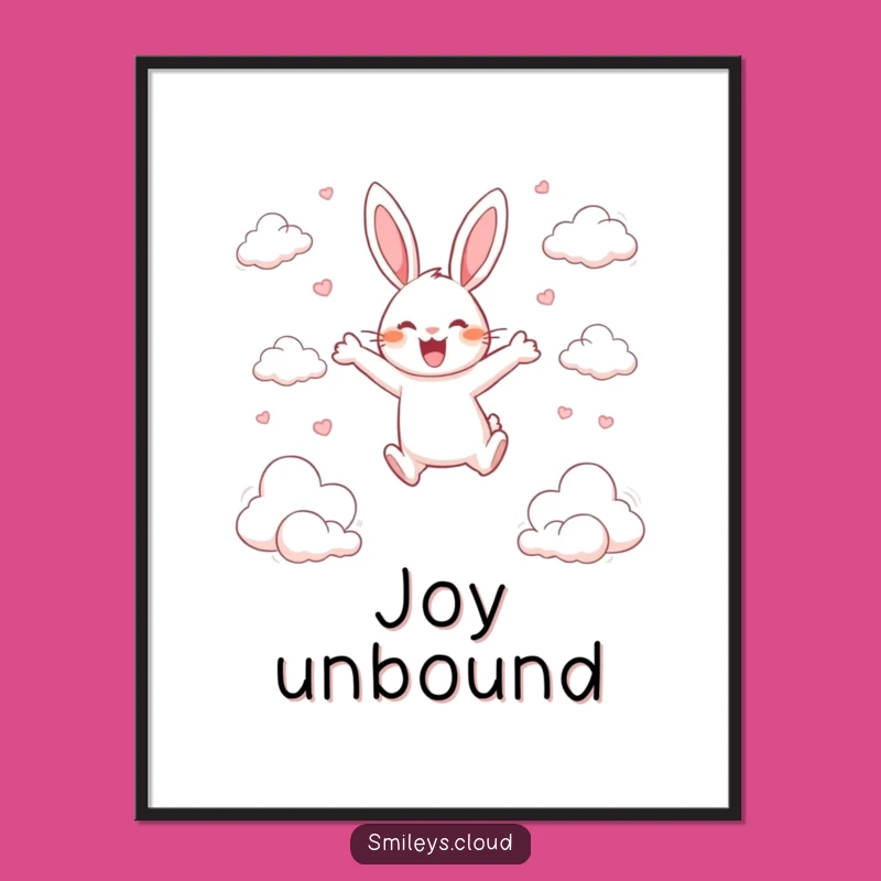Funny Happy Rabbit Cloud Digital Art - Joyful Leaping Hare Wall Decor