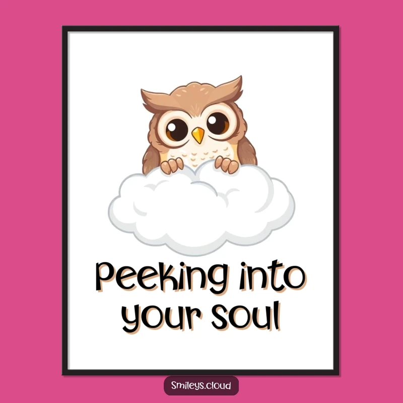 Funny Owl Cloud Peek Digital Art: Instant Mystery for Walls