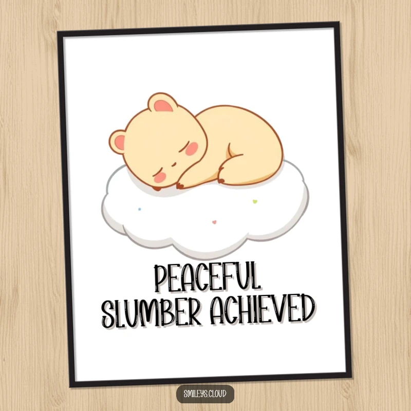 Funny digital art of a content animal sleeping peacefully on a cloud, perfect for adding a tranquil and humorous touch.