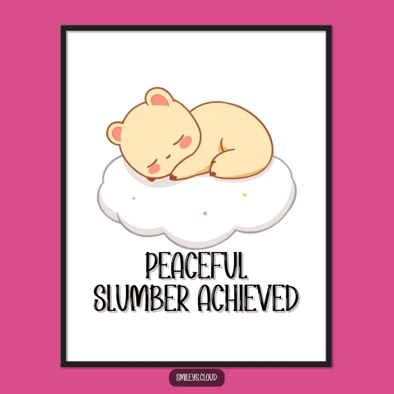 Funny Sleeping Animal Cloud Digital Art - Instant Peaceful Wall Decor