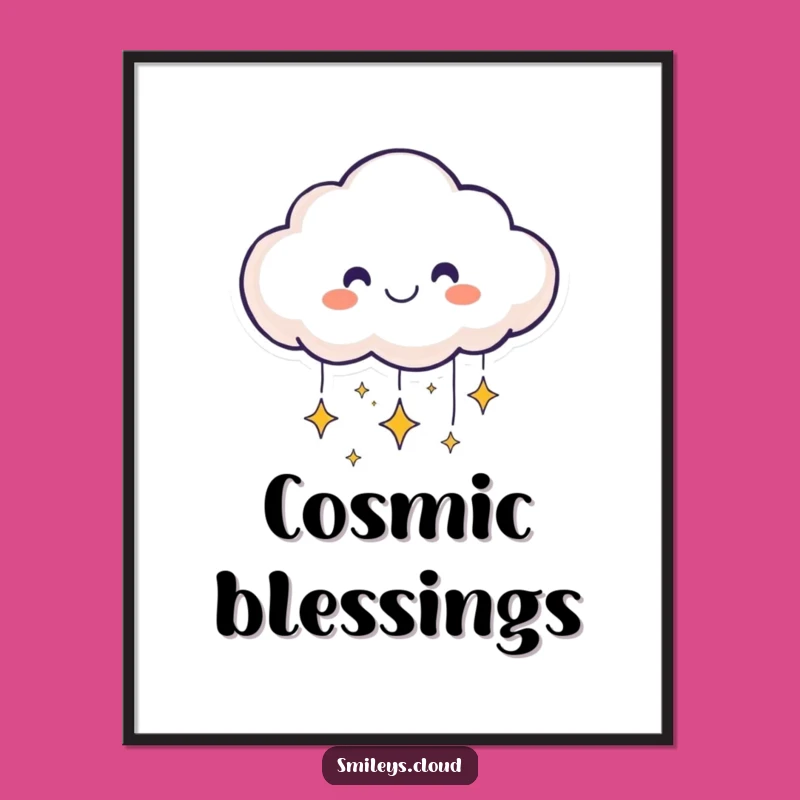 Funny Smiling Cloud Stars Digital Art Print: Instant Dreamy Decor