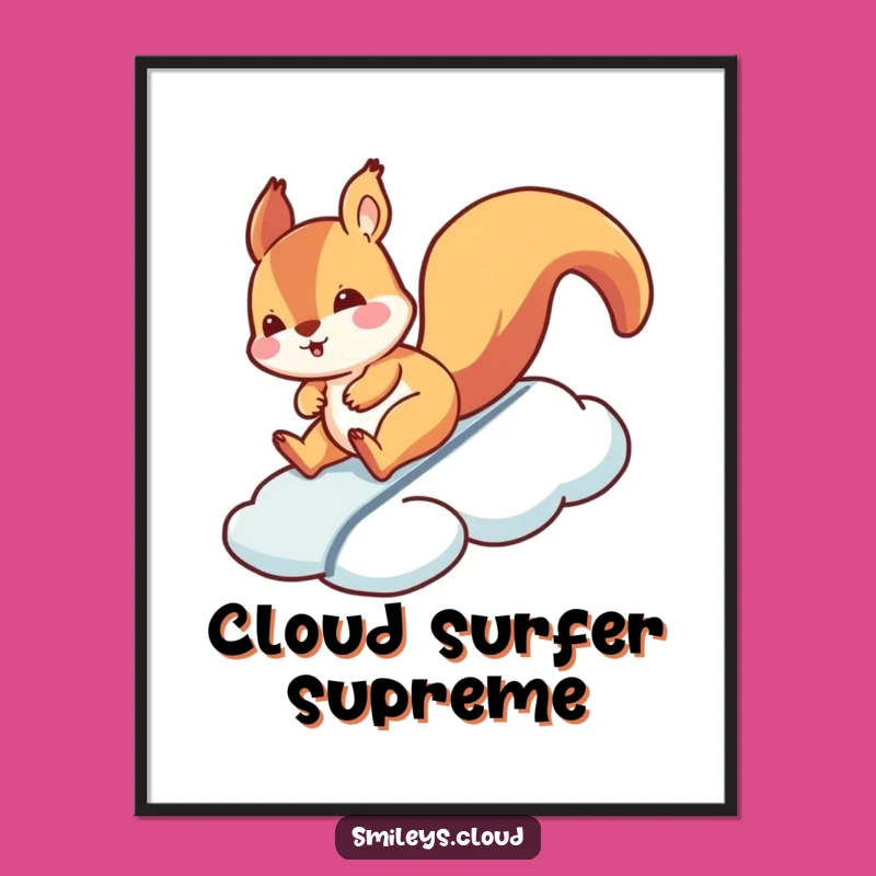 Funny Squirrel Cloud Slide Digital Art: Silly Adventure's Hilarious Funny Gift