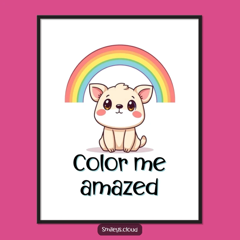 Funny Surprised Animal Rainbow Digital Art - Instant Whimsical Wall Decor