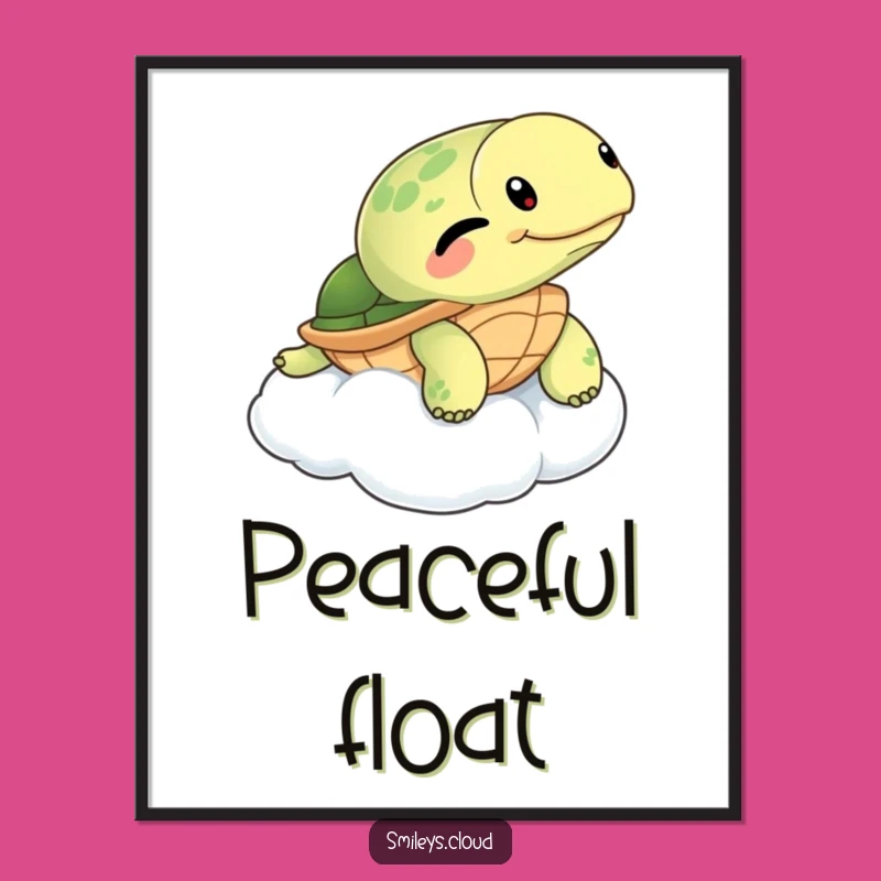 Funny Winking Turtle Cloud Digital Art: Instant Chill Decor Gift