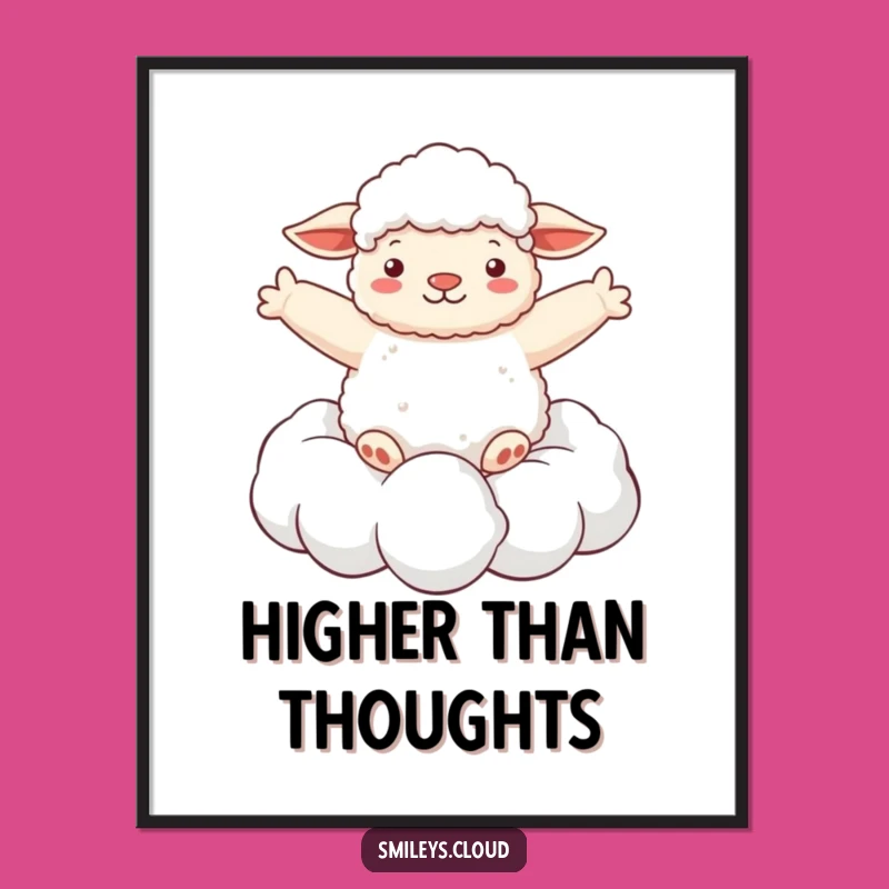 Funny Sheep Cloud Digital Art: Dreamy Print for Serene Spaces