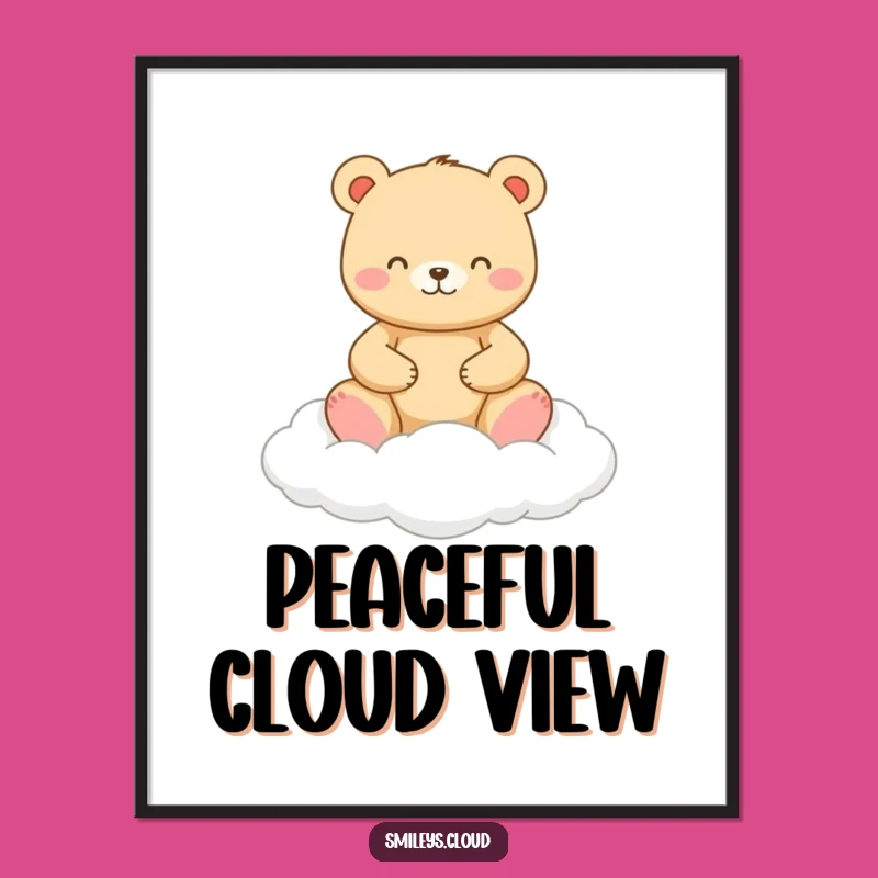 Funny Zen Bear Digital Art: Meditating Bear on Cloud, Instant Funny Gift
