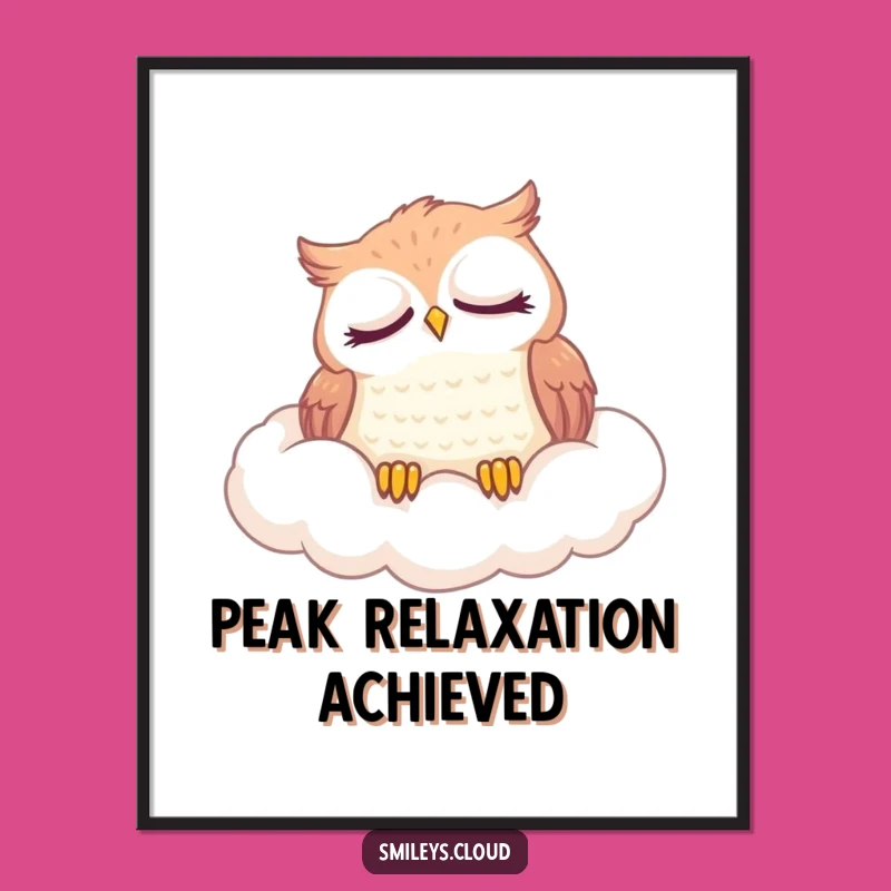 Funny Content Owl Digital Art Print: Cozy Cloud Decor, Perfect Whimsical Gift Download