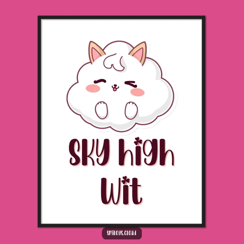 Funny Winking Cloud Animal Digital Art - Instant Whimsy & Hilarious Funny Gift