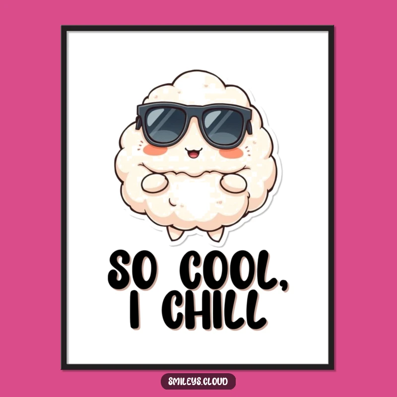 Funny Cool Cloud Digital Print: Sunglasses Smirk Art for Instant Style