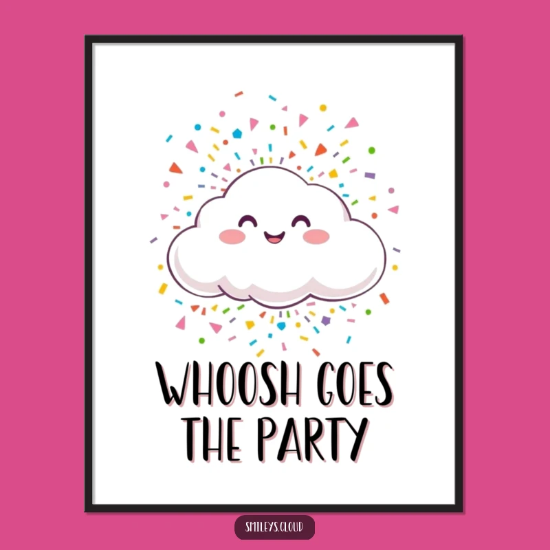 Funny Smiling Cloud Confetti Digital Art - Instant Party Funny Gift