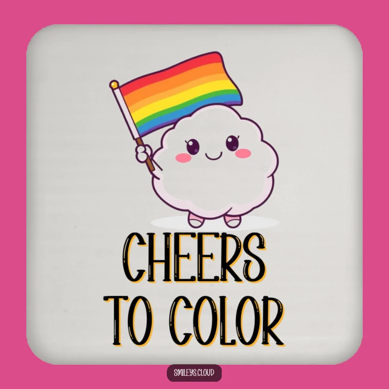Funny Smiling Cloud Critter Coaster - Rainbow Flag Protector, Pride Gift