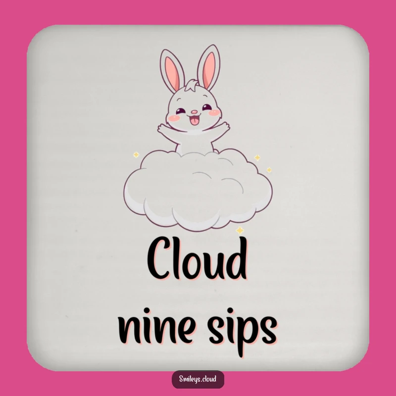 Funny Grinning Bunny Cloud Coasters - Protect Surfaces with Happy Bounces Gift